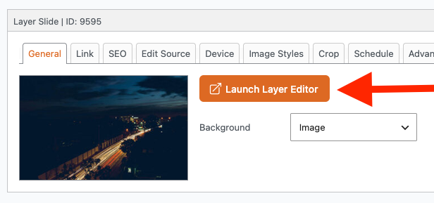 Launch Layer Editor button on a Layer slide