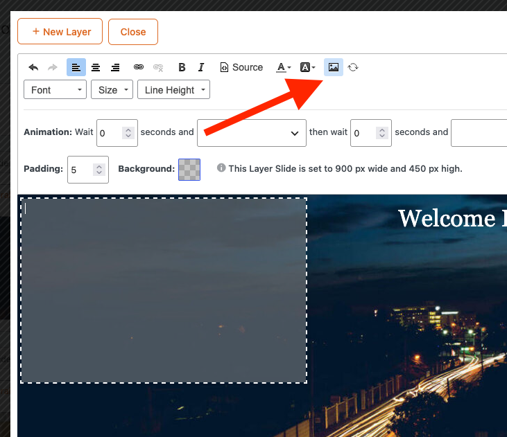 Image button in the layer editor toolbar